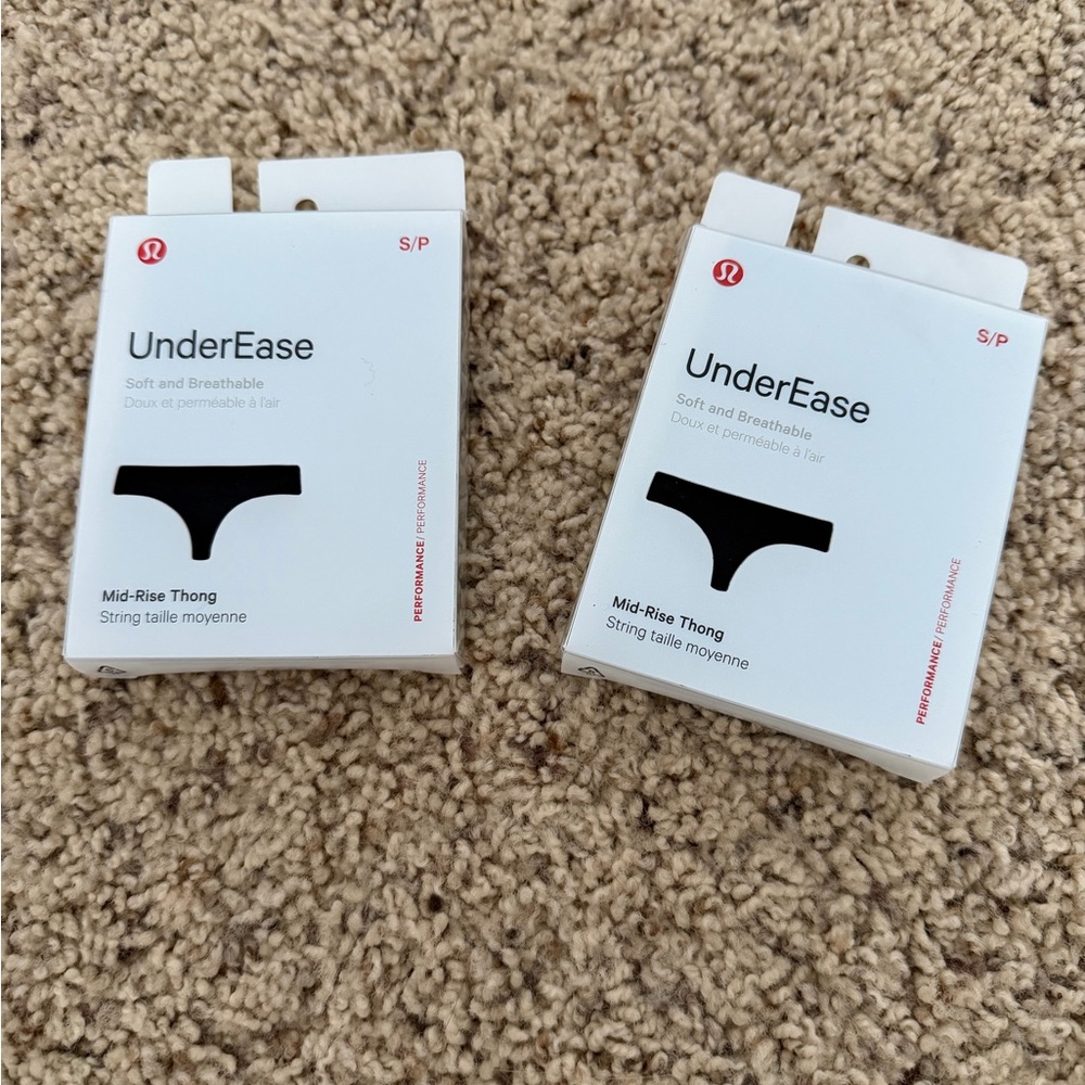 2 pairs lululemon athletica UnderEase Black Thong
